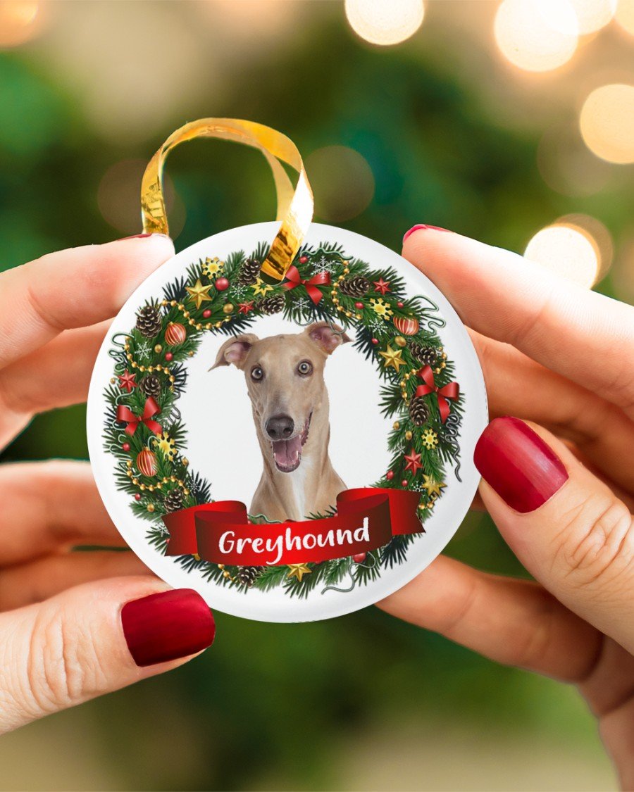 Greyhound-Noel Circle-Two Sided Ornament