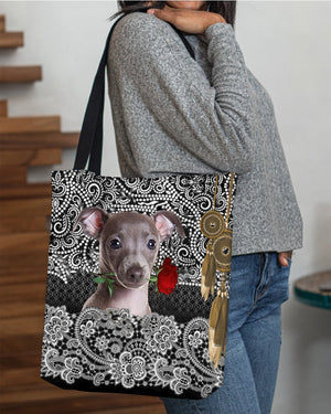 Greyhound-Rose Cloth Tote Bag