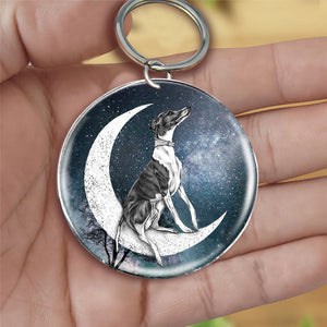 Greyhound-Stars and Moon-Round Resin Epoxy Metal Keychain