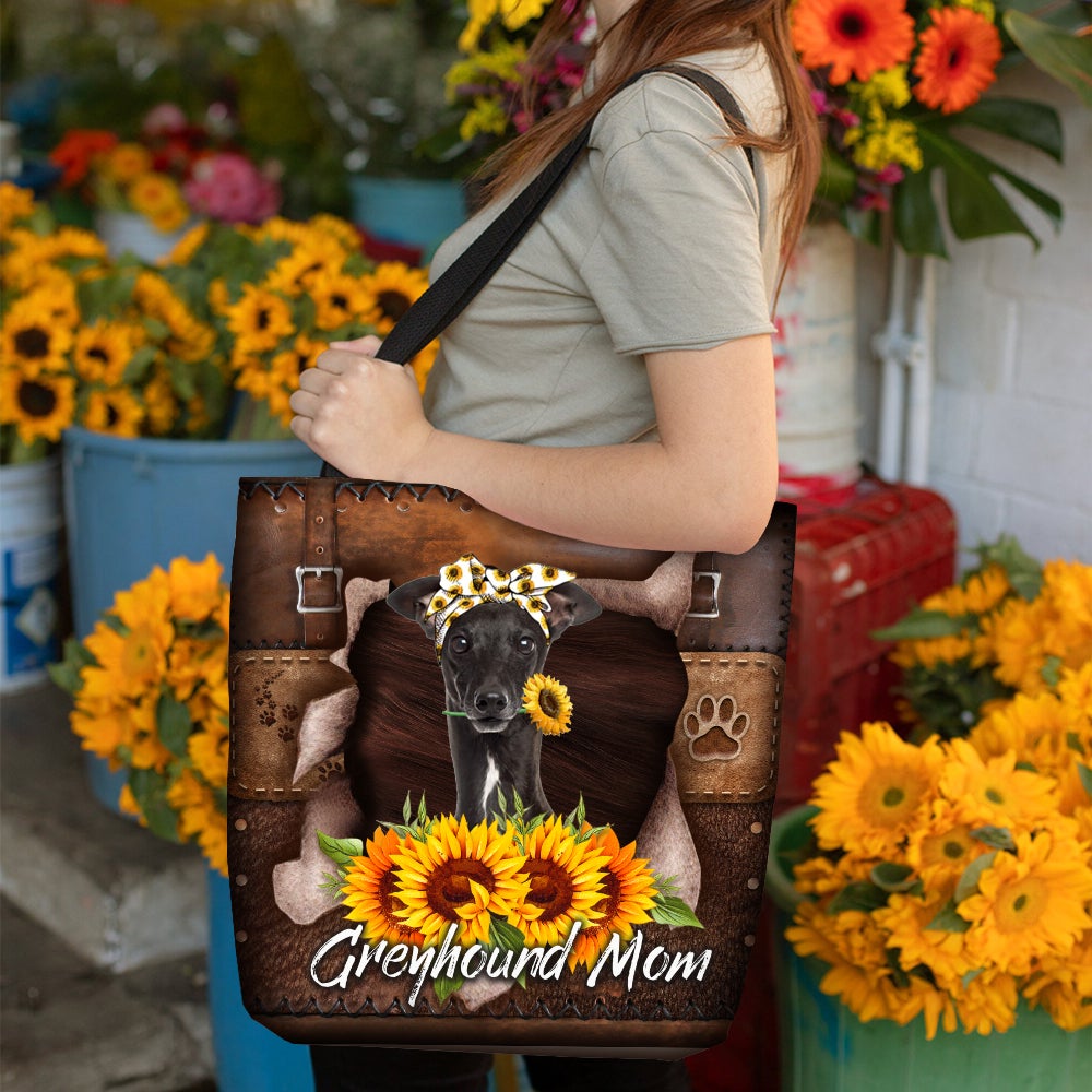 Greyhound-Sunflower&Dog Mom Cloth Tote Bag