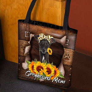 Greyhound-Sunflower&Dog Mom Cloth Tote Bag