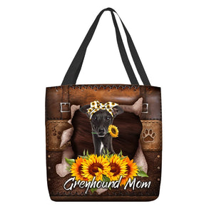 Greyhound-Sunflower&Dog Mom Cloth Tote Bag