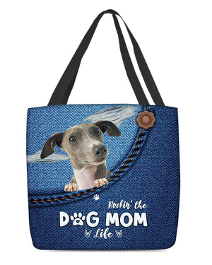 Greyhound-Dog Mom Life-Cloth Tote Bag