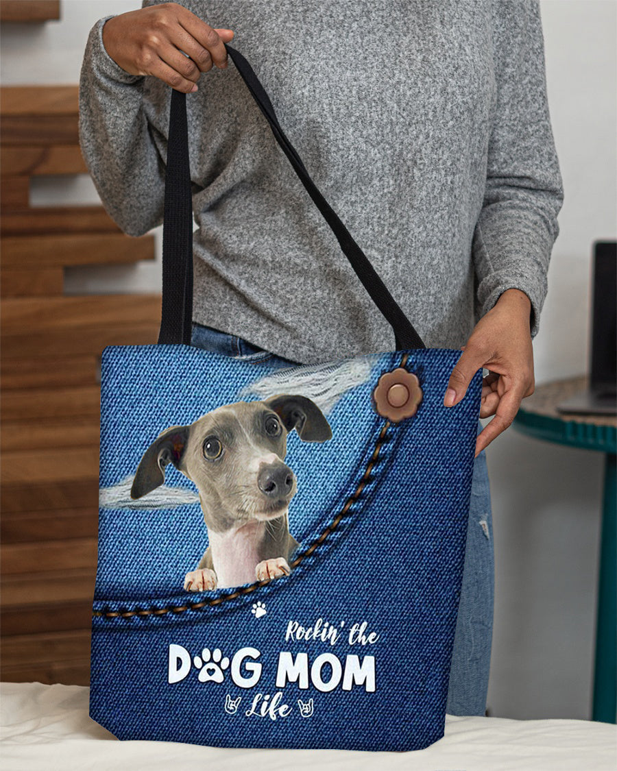 Greyhound-Dog Mom Life-Cloth Tote Bag