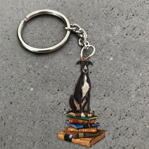 Greyhound-Sit On The Book-Flat Acrylic Keychain