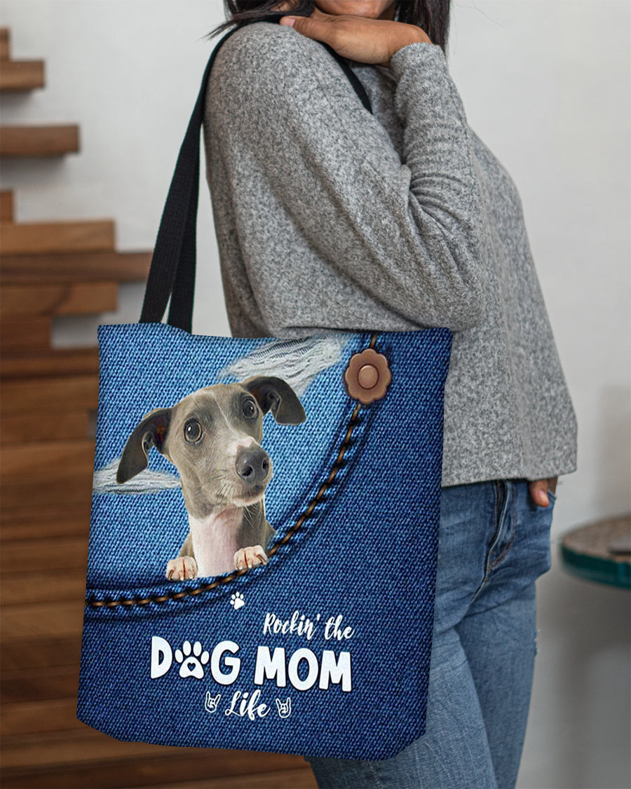 Greyhound-Dog Mom Life-Cloth Tote Bag