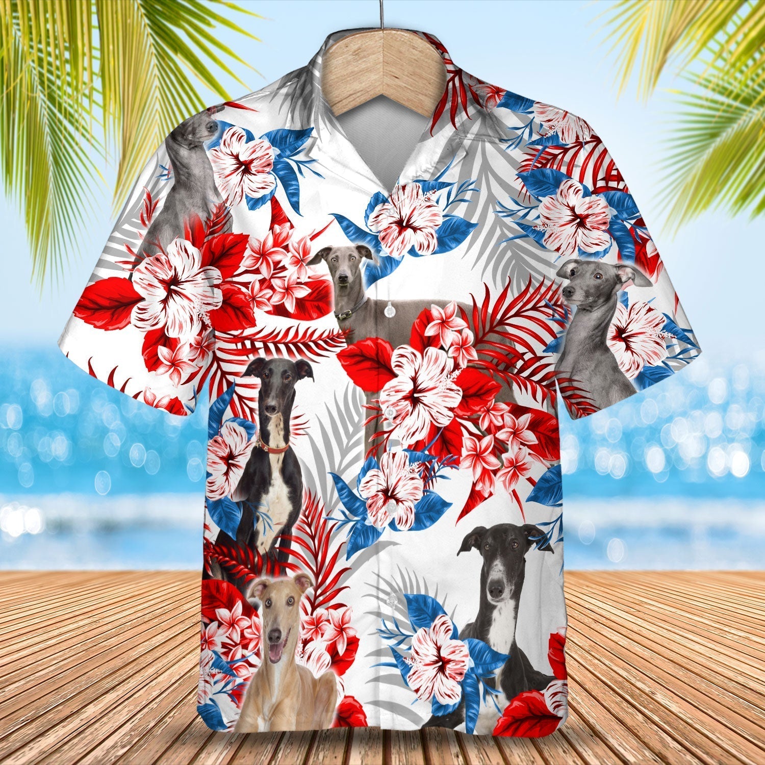 Greyhound American Flag Hawaiian Shirt