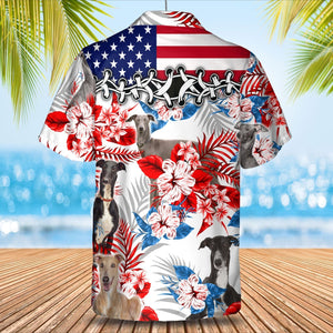 Greyhound American Flag Hawaiian Shirt