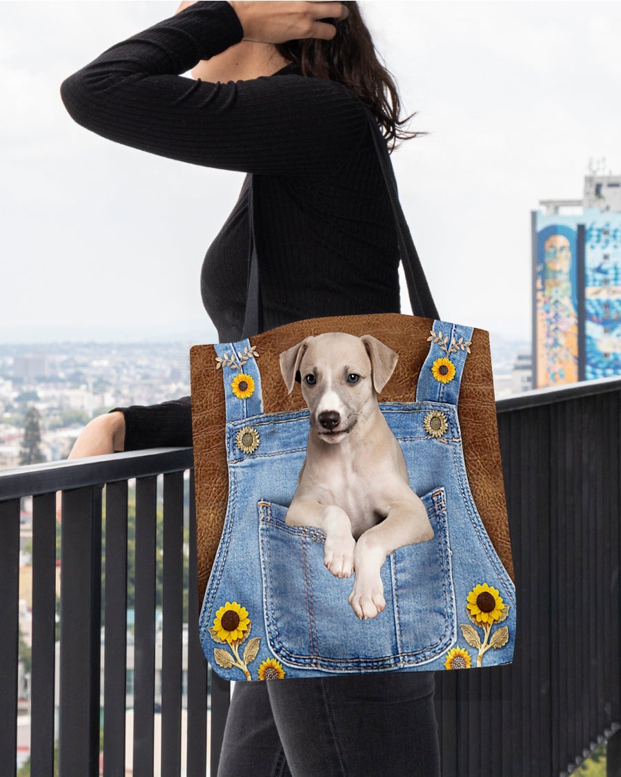 Greyhound And Sunflower-Cloth Tote Bag