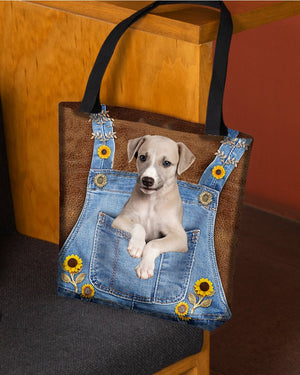 Greyhound And Sunflower-Cloth Tote Bag