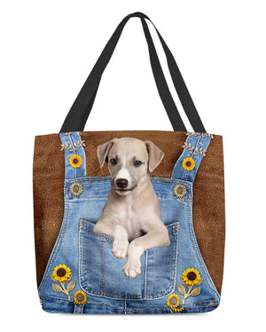 Greyhound And Sunflower-Cloth Tote Bag