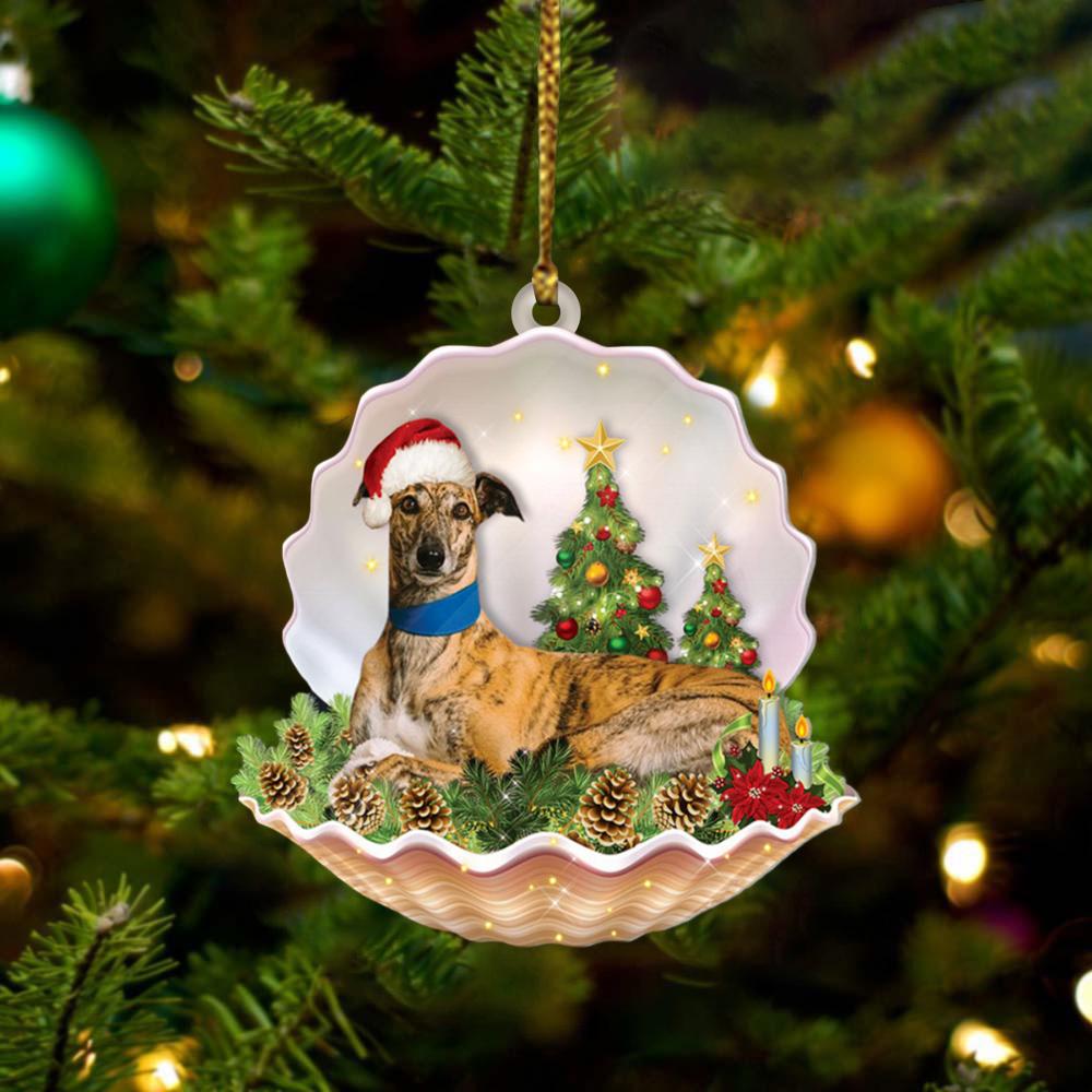 Greyhound Lie In Seashell Xmas-Two Sided Ornament