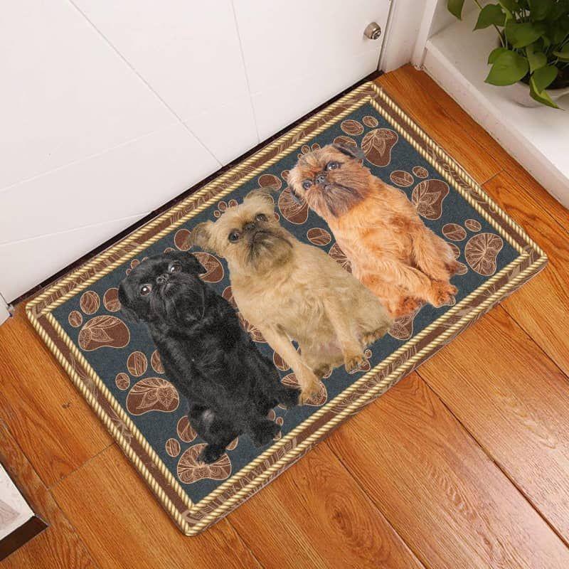 Griffon Bruxellois-Flower Paw Doormat