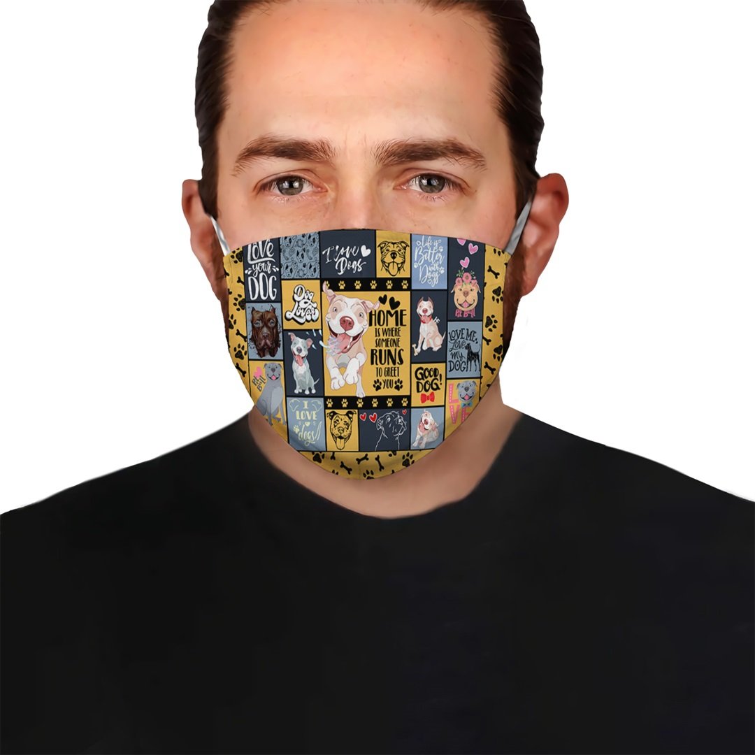 HOME IS WHERE SOMEONE RUNS PITBULL DOG EZ15 2207 Face Mask