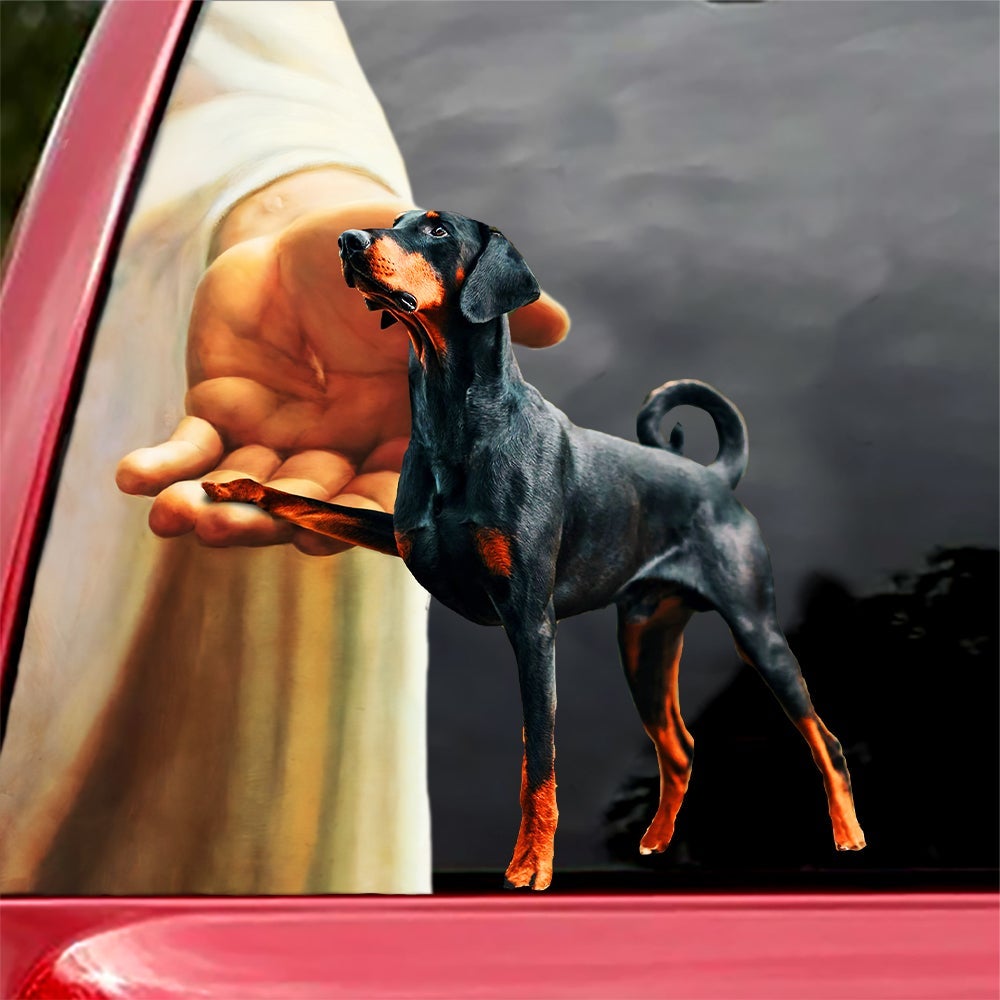 Hand God with Doberman-Decal