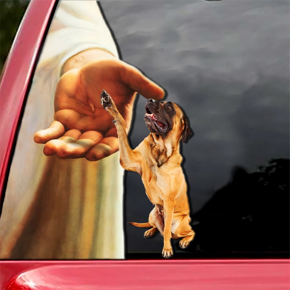 Hand God with English Mastiff-Decal