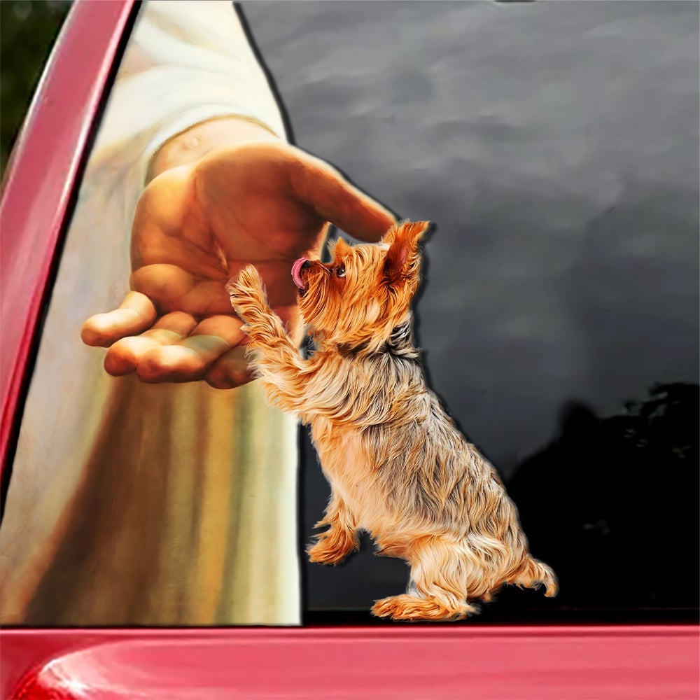 Hand God with Yorkshire Terrier-Decal