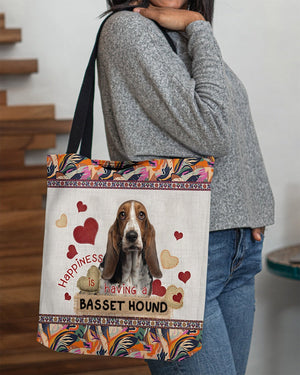 Happiness Is Having A BASSET HOUND-Cloth Tote Bag