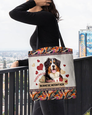 Happiness Is Having A BERNESE MOUNTAIN-Cloth Tote Bag