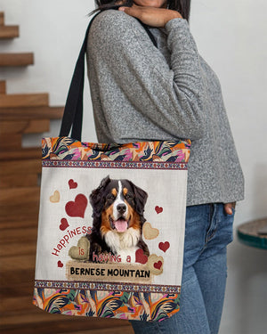 Happiness Is Having A BERNESE MOUNTAIN-Cloth Tote Bag