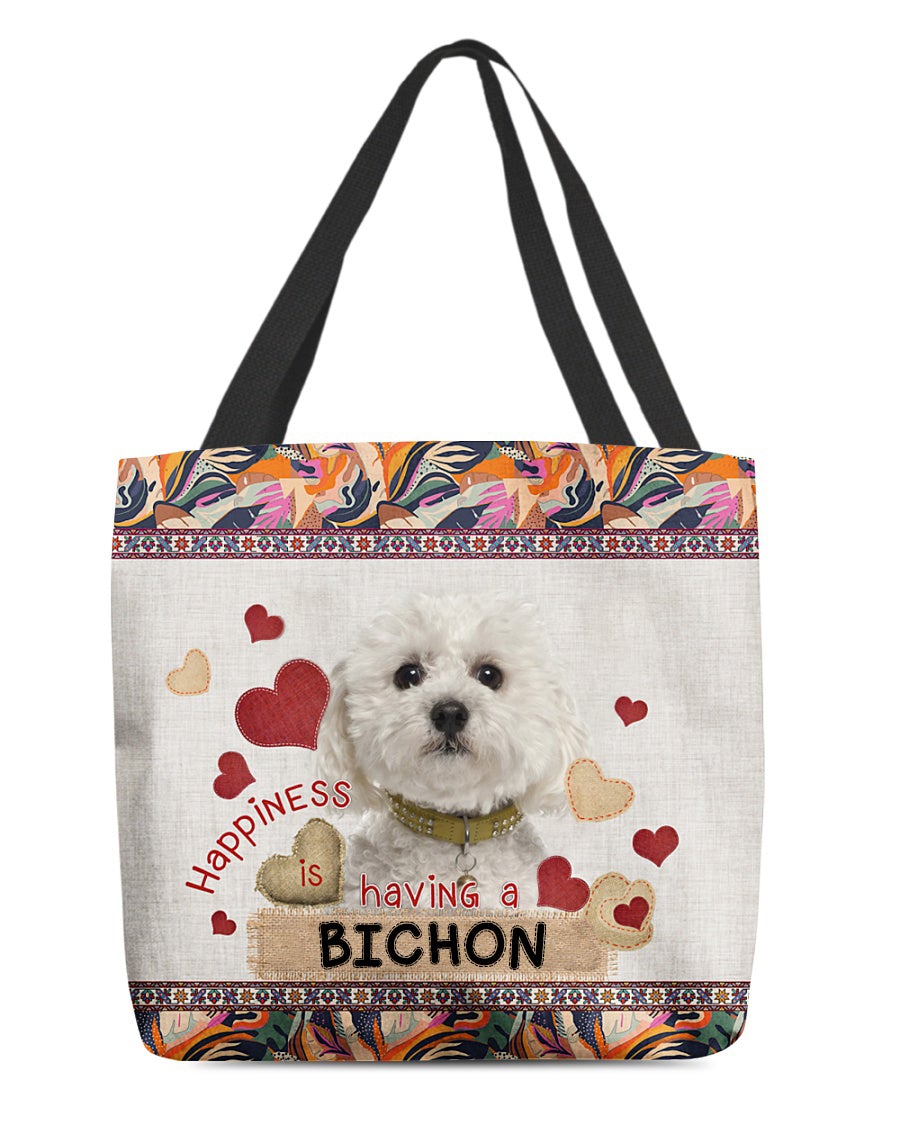 Happiness Is Having A BICHON-Cloth Tote Bag