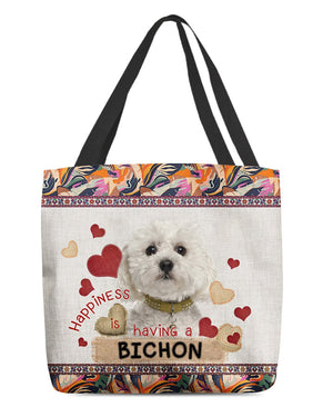 Happiness Is Having A BICHON-Cloth Tote Bag