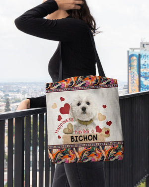 Happiness Is Having A BICHON-Cloth Tote Bag