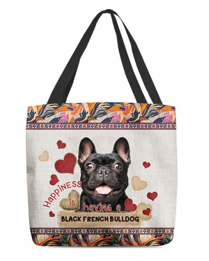 Happiness Is Having A BLACK FRENCH BULLDOG-Cloth Tote Bag