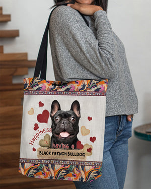 Happiness Is Having A BLACK FRENCH BULLDOG-Cloth Tote Bag