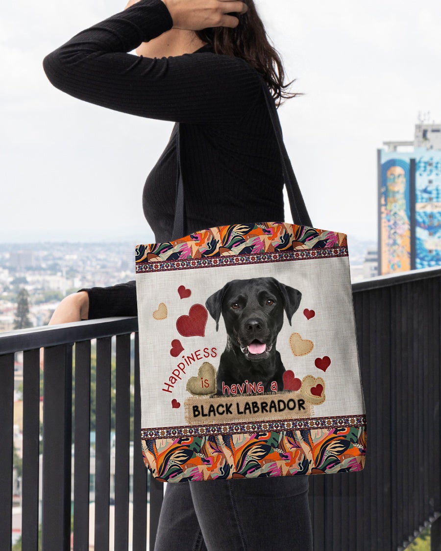 Happiness Is Having A BLACK LABRADOR-Cloth Tote Bag