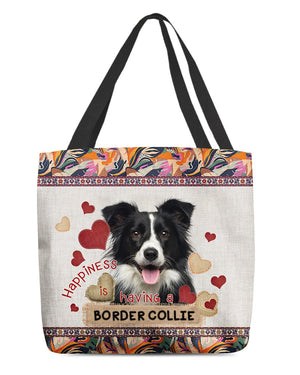 Happiness Is Having A BORDER COLLIE 2-Cloth Tote Bag