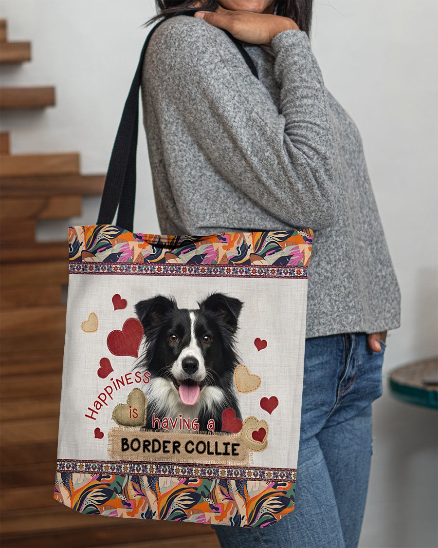 Happiness Is Having A BORDER COLLIE 2-Cloth Tote Bag