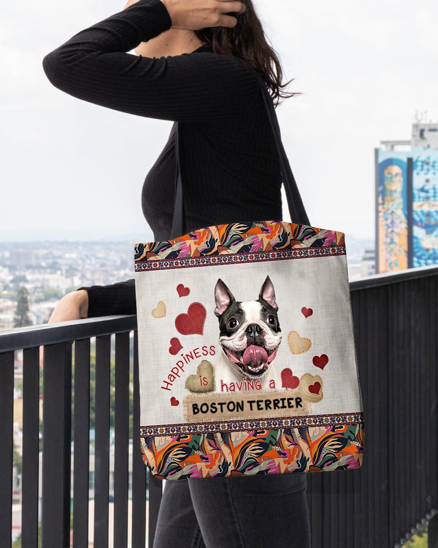 Happiness Is Having A BOSTON TERRIER-Cloth Tote Bag