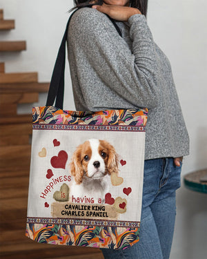 Happiness Is Having A CAVALIER KING CHARLES SPANIEL 2-Cloth Tote Bag