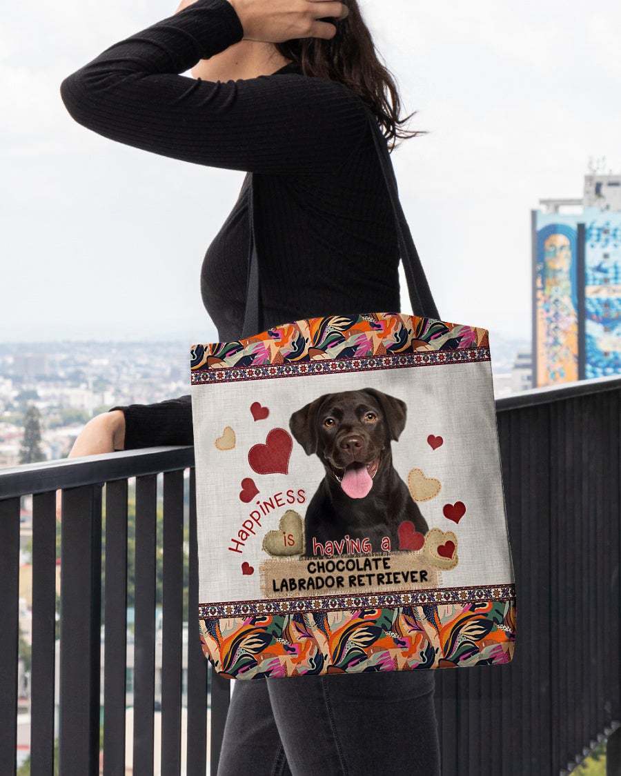 Happiness Is Having A CHOCOLATE LABRADOR RETRIEVER-Cloth Tote Bag