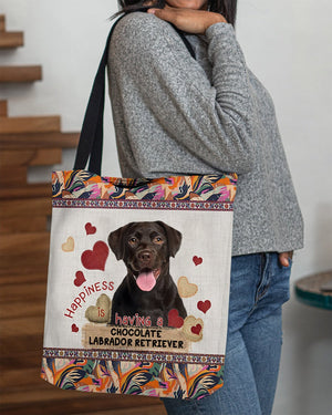 Happiness Is Having A CHOCOLATE LABRADOR RETRIEVER-Cloth Tote Bag