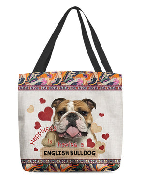 Happiness Is Having A ENGLISH BULLDOG-Cloth Tote Bag