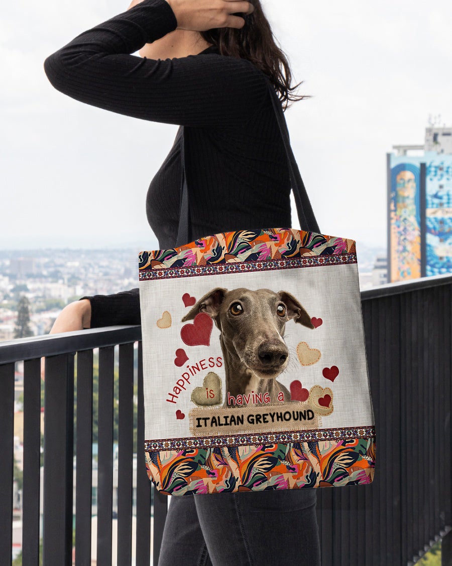 Happiness Is Having A ITALIAN GREYHOUND-Cloth Tote Bag