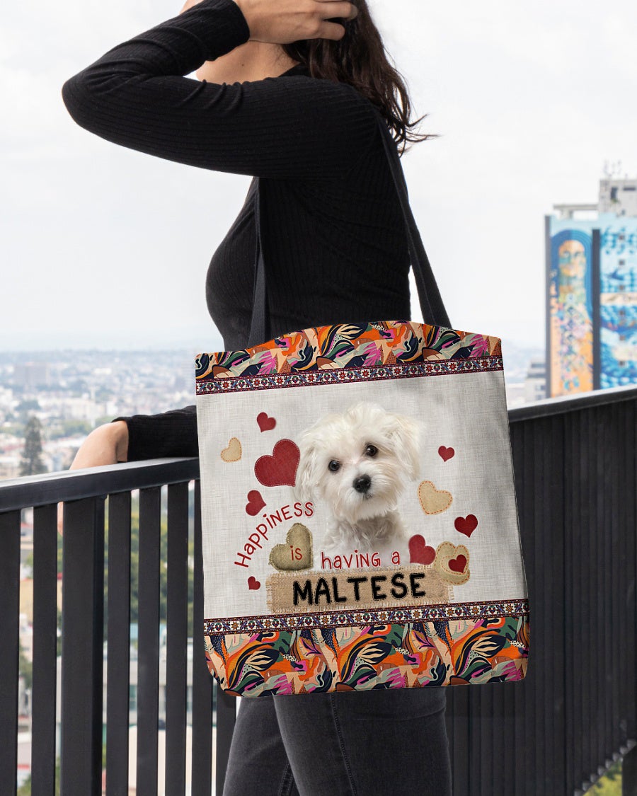 Happiness Is Having A MALTESE-Cloth Tote Bag