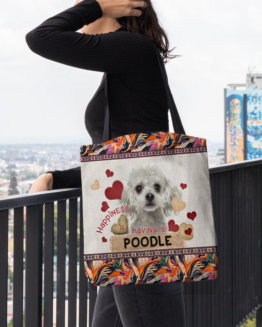 Happiness Is Having A POODLE 1-Cloth Tote Bag