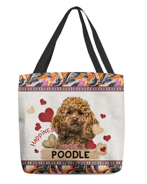 Happiness Is Having A POODLE 2-Cloth Tote Bag