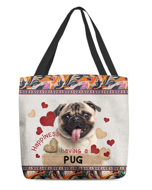 Happiness Is Having A PUG 2-Cloth Tote Bag