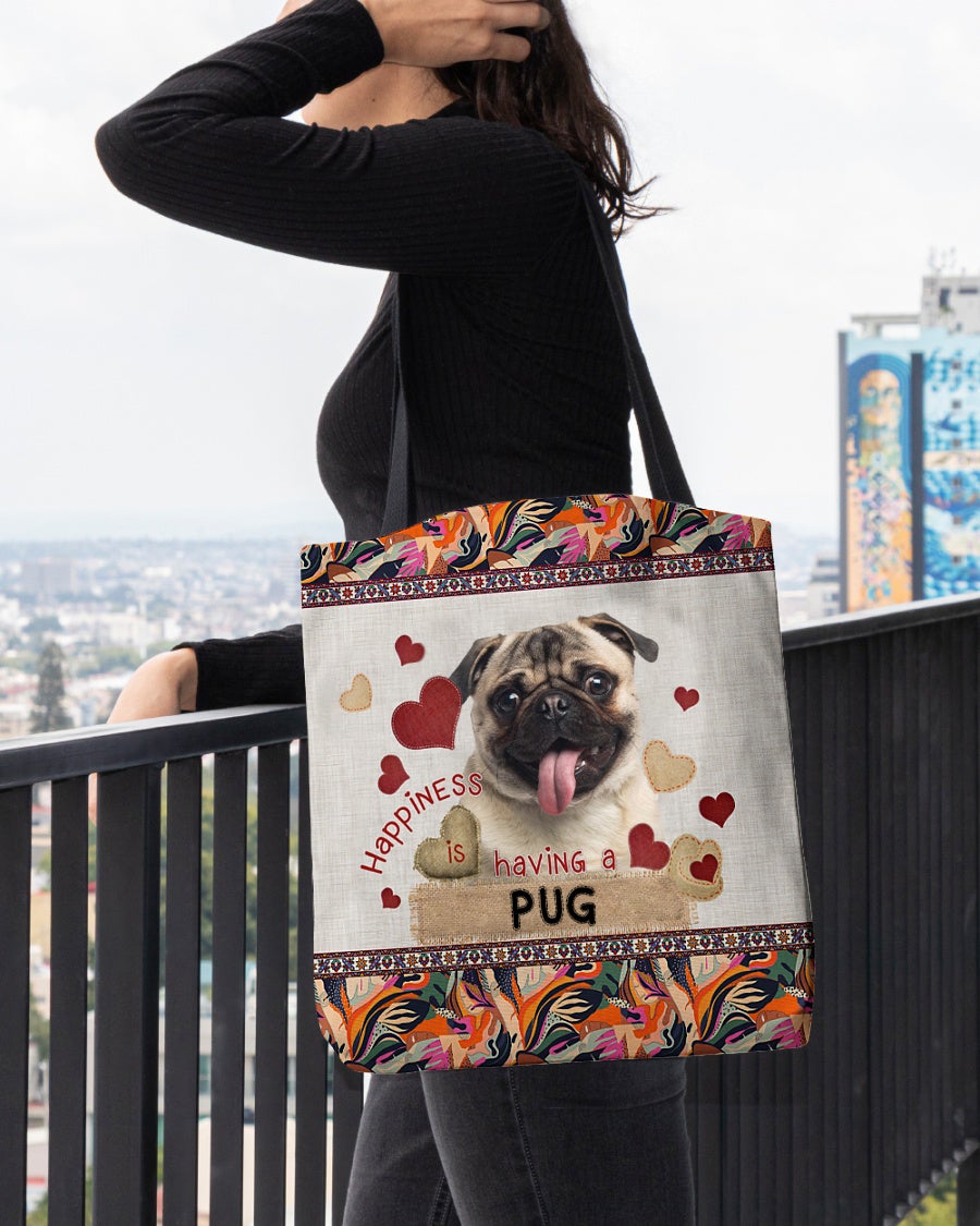 Happiness Is Having A PUG 2-Cloth Tote Bag