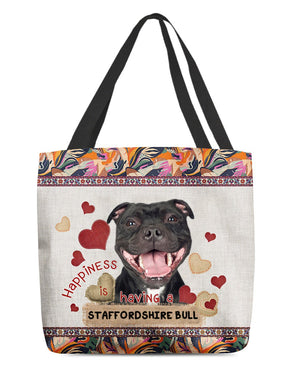 Happiness Is Having A STAFFORDSHIRE BULL-Cloth Tote Bag