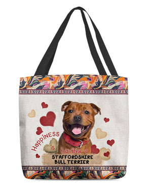 Happiness Is Having A STAFFORDSHIRE BULL TERRIER 2-Cloth Tote Bag