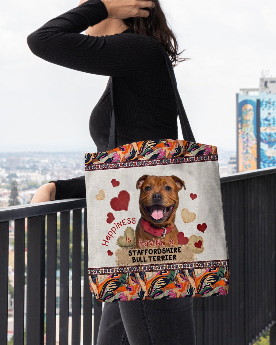 Happiness Is Having A STAFFORDSHIRE BULL TERRIER 2-Cloth Tote Bag