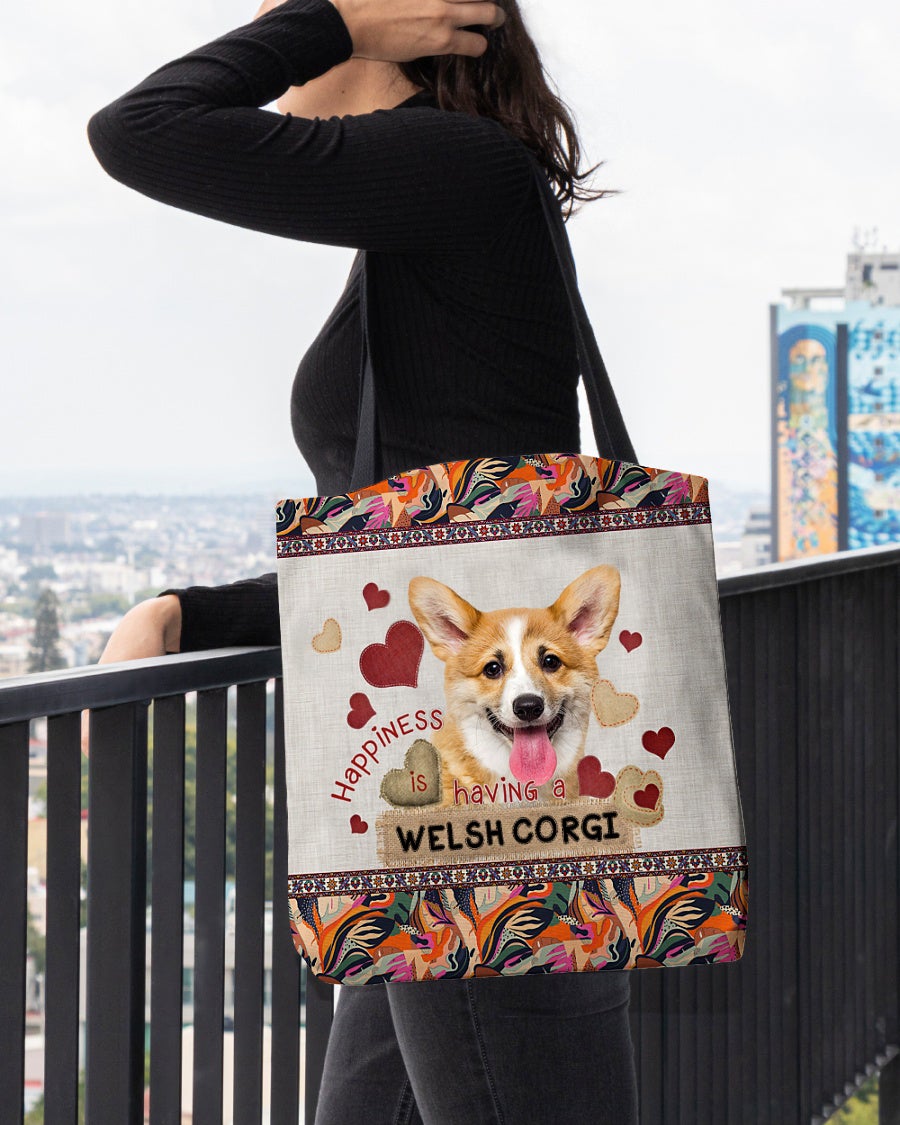 Happiness Is Having A WELSH CORGI-Cloth Tote Bag