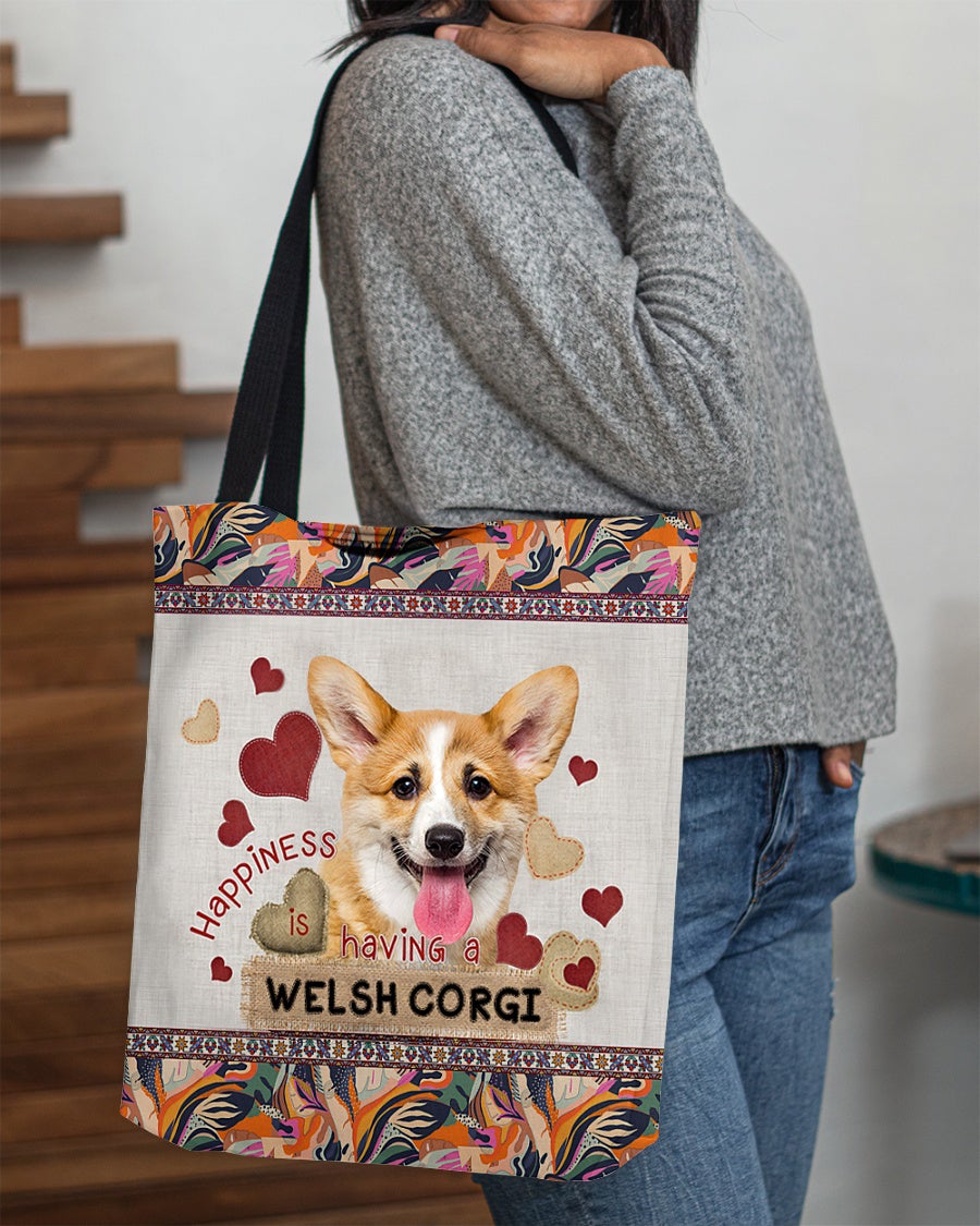 Happiness Is Having A WELSH CORGI-Cloth Tote Bag