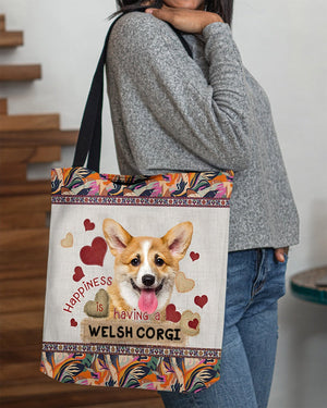 Happiness Is Having A WELSH CORGI-Cloth Tote Bag