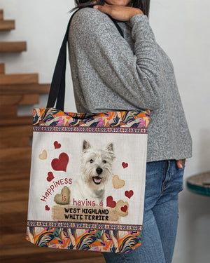 Happiness Is Having A WEST HIGHLAND WHITE TERRIER-Cloth Tote Bag